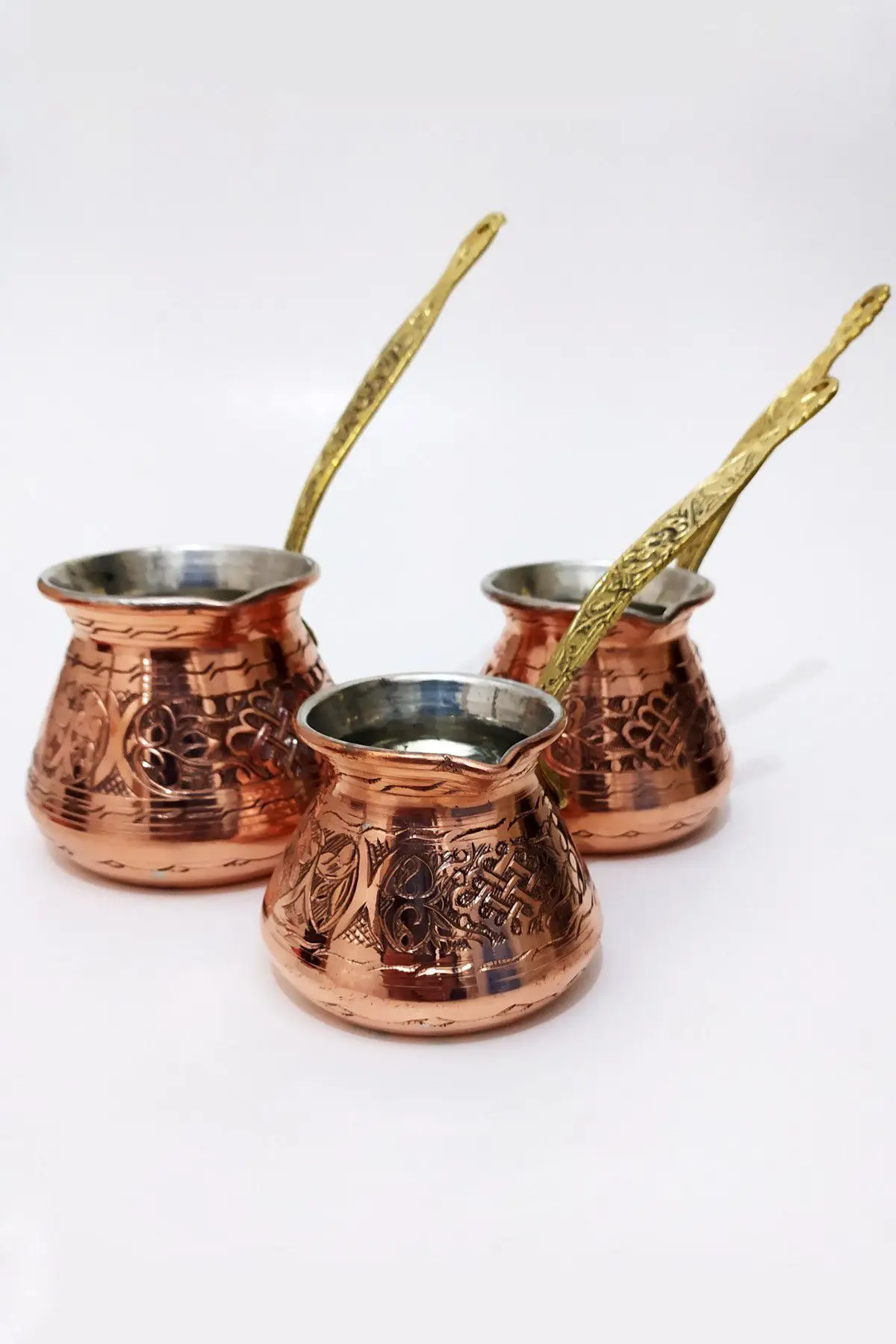 DOLBOVI Copper Hand Embroidered Thick Coffee Pot Set 3 Pcs Coffee maker турка для кофе cafetera