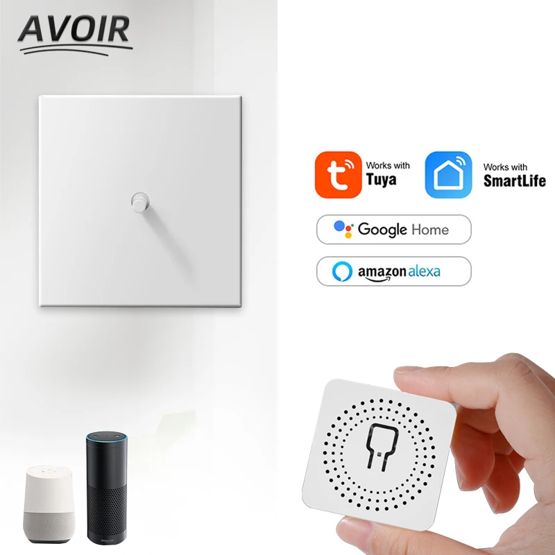 Avoir Sensor Switch Tuya Smart life Wifi Circuit Breaker 16A White Matte Panel Retro Wall Light Lever Toggle Switch Power Socket