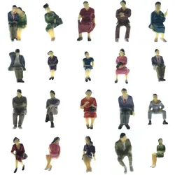 20pcs Model Railway O Scale Seated Figure 1:43 Painted Sitting People For Building Park Layout