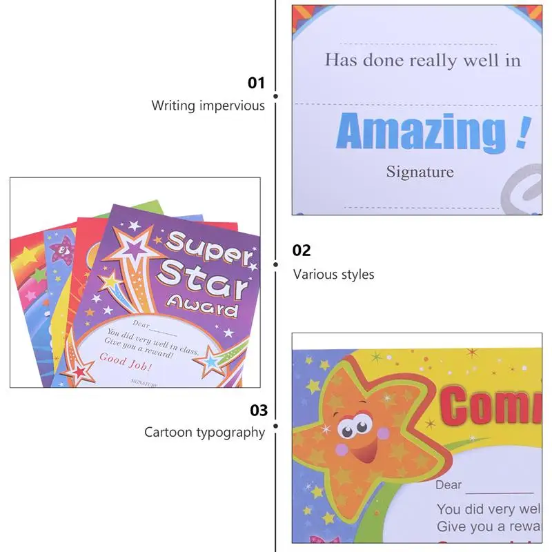 100Pcs A5 Certificate of Commendation Cartoon Letter of Commendation for Kids School Supplies (4 styles, 25pcs for each style)