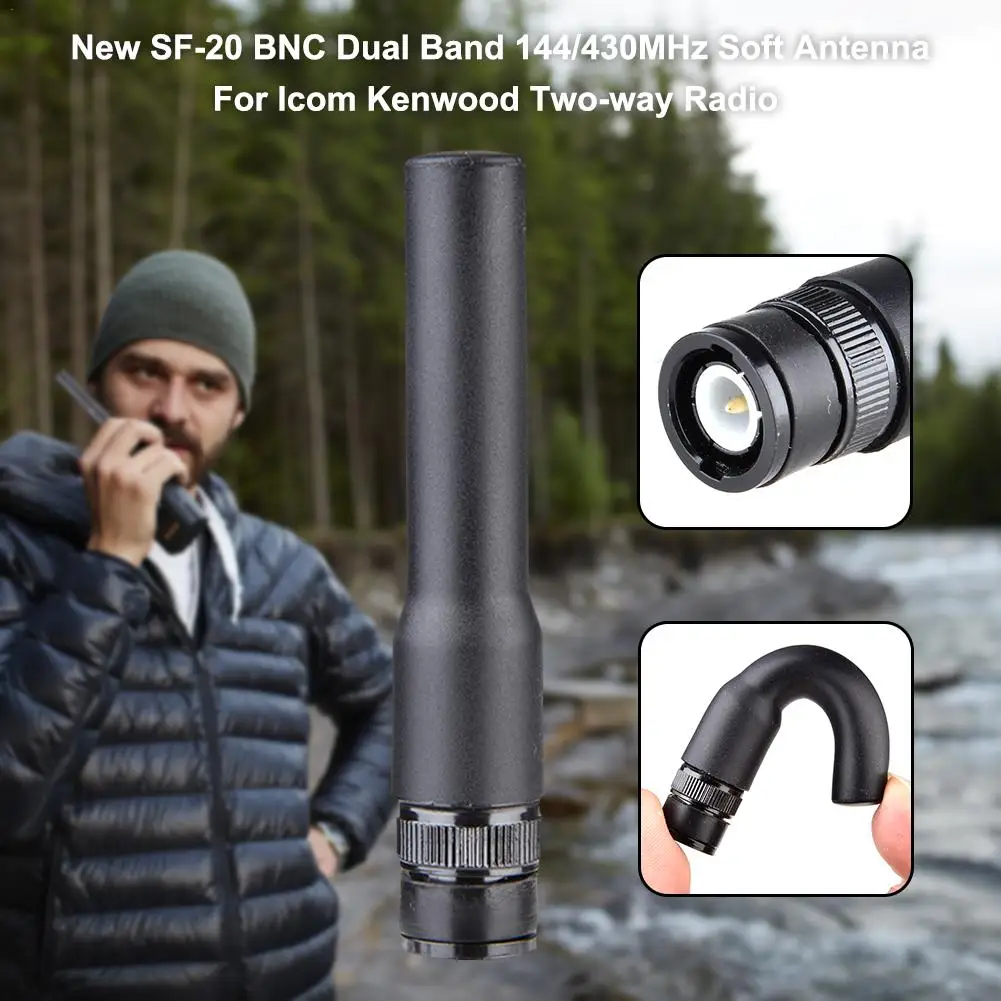 Antena de Radio bidireccional ST20 BNC de cortocircuito, conector UHF/VHF 144/430MHz para Walkie Talkies Kenwood icomIC-V80, IC-V82