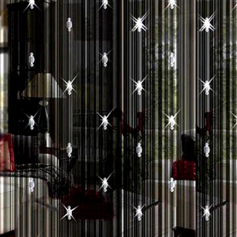 Black Window Curtain 3 Bead Curtain Crystal Divider Decorative String Modern Curtains For Door Window Room Hot Sale