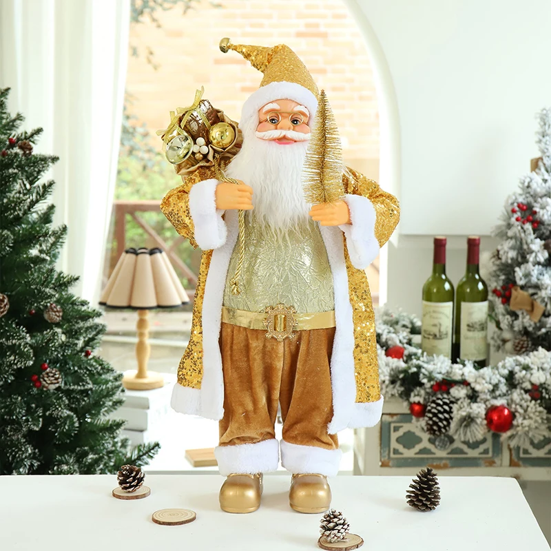 escultura 2022 Decorações de Natal 30/45/60cm Bonecos Papai Noel Estatueta Decoração de Férias Acessórios de Mesa Decoração de Casa de Sala Escultura decoração para casa luxo atacado Dropshopping Envio Grátis