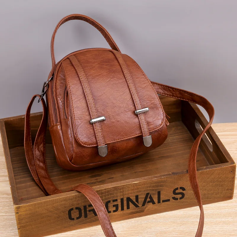 Multifunktionale Weiche PU Leder Kleine Schulter Tasche Für Frauen Vintage Mode Umhängetasche Weibliche Geldbörse Handy Handtasche – Detail 10