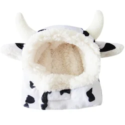 Cute Cow Design Winter Pet Dog Hat Cap Warm Windproof Pet Hats Cotton Dog Accessories For Small Medium Dogs Hat