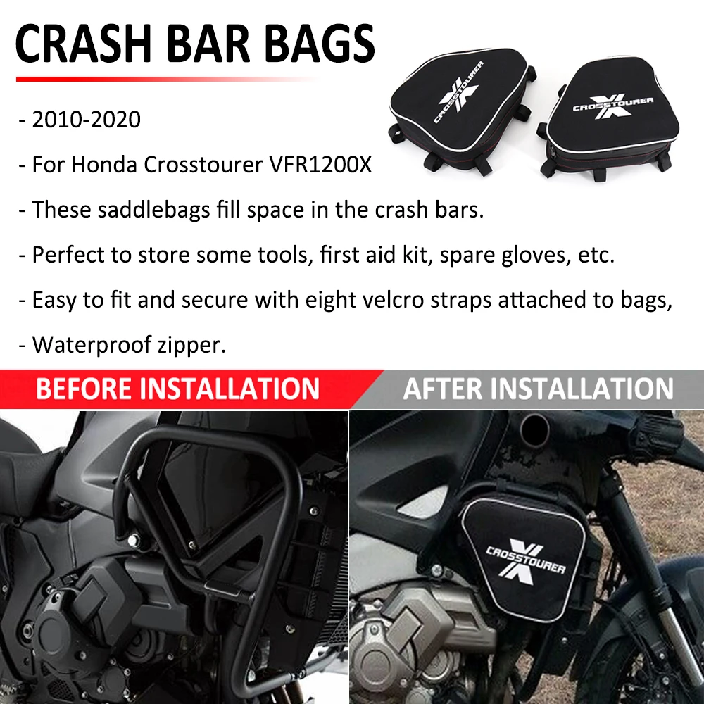 

NEW Motorcycle Tool Placement Travel Frame Crash Bar Bags For Honda VFR1200X Crosstourer VFR 1200 X 1200X 2012-2020 2019 2018