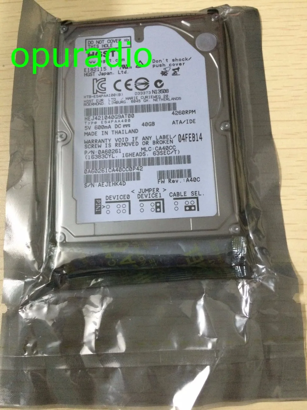 100% New Original Hard Disk drive HEJ421040G9AT00 40GB For V+W Car HDD navigation systems made in Ja-pan