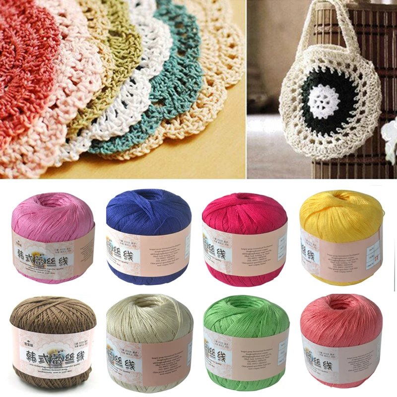 50g/Ball Lace Thread Crochet Yarn Pearl Gloss Shuttle Knitting Yarn Cotton Thread For Handmade Crafts Clothing Bag Placemat