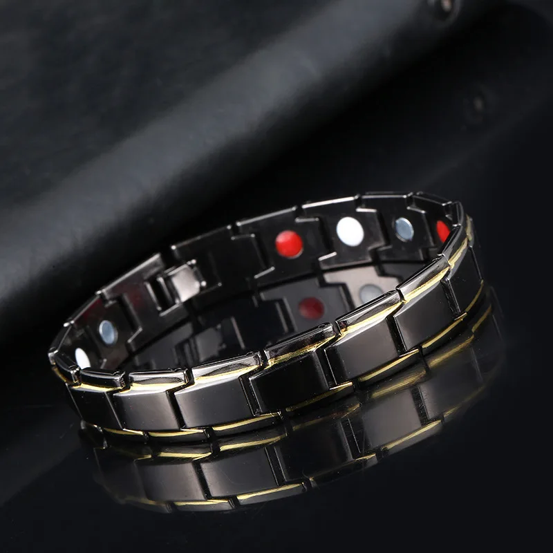 Luxury Men\'s Twisted Health Magnetic Bracelet Energy Therapy Women Men\'s Magnetic Hematite Titanium Steel Bracelet Detachable