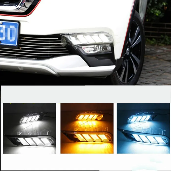 For Nissan Kicks 2017-2018 waterproof yellow turn Signal relay car styling 12V LED DRL Daytime Running Lights Daylight fog lamp