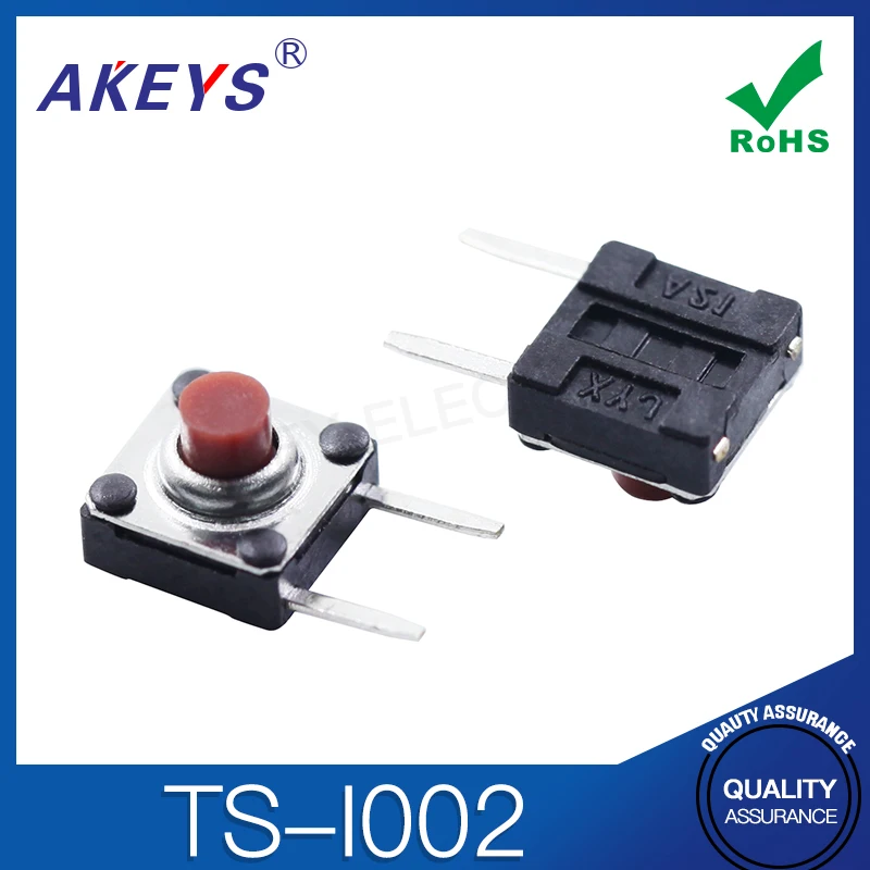 TS-I002 Gently Touch the 2-pin micro key 6 * 6-pin waterproof and dustproof red head patch on the side of the switch