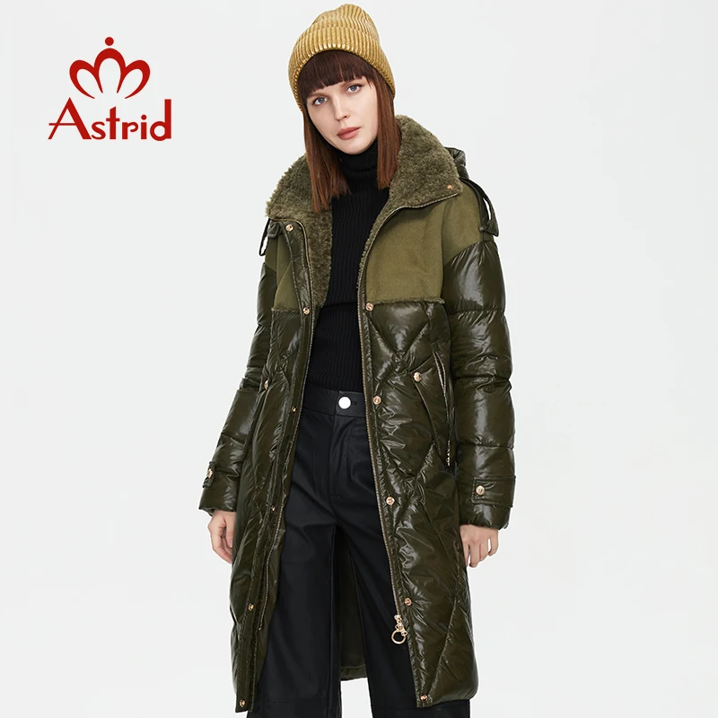 Astrid 2022 New Winter Women\'s coat women parka warm padded thick fashion Long Jacket with hood leather stitching female clothin