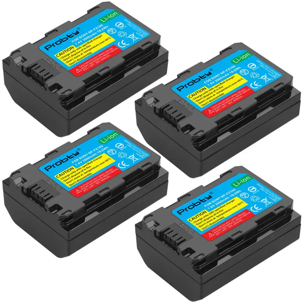 

4PCS NP-FZ100 NP FZ100 camera battery Rechargeable for Sony Alpha 9 A9 9R A9R 9S A9S A7RIII A7R3 7RM3 A7m3 BC-QZ1 ILCE-9 Camera