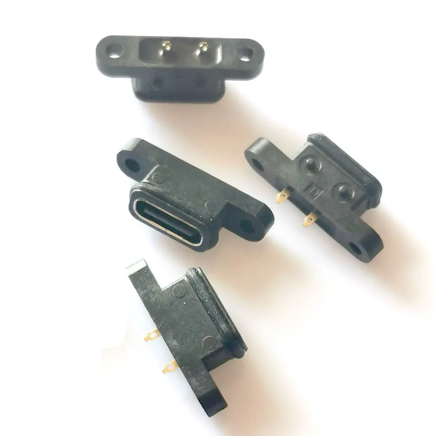 2-10 szt. Wodoodporne gniazdo USB typu C, 2-pinowe, żeńskie, z otworem na śrubę, interfejs szybkiego ładowania, złącze USB 180 stopni