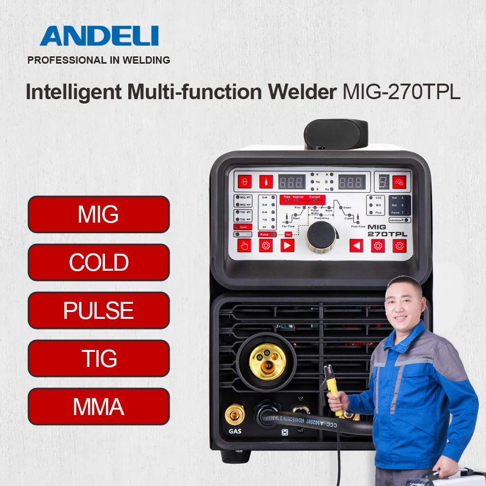 Andeli-Mi Band 4 in 1溶接機,220V,MIG-270TPL Migmaパルス,冷間,溶接機,Mig溶接機,12 DC