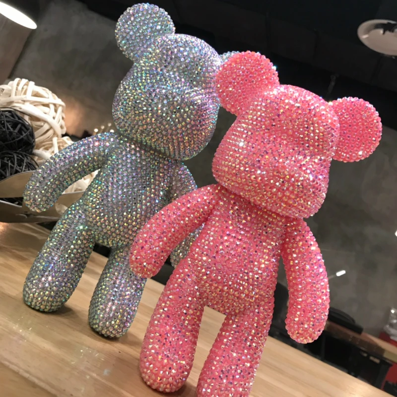 Big All Rhinestones Gloomy Bear Height 23cm Animal Figures DIY Handmade Sparkling Popobe Bomgom Bears Doll Home Anime Decor