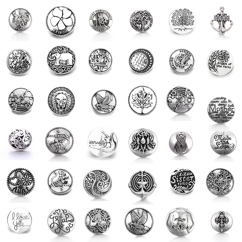 5pcs/lot Silver Color Snap Jewelry 18mm Snap Buttons Vintage Metal Laser lettering Believe Button Charm Fit Snap BraceletZZZZZZZ