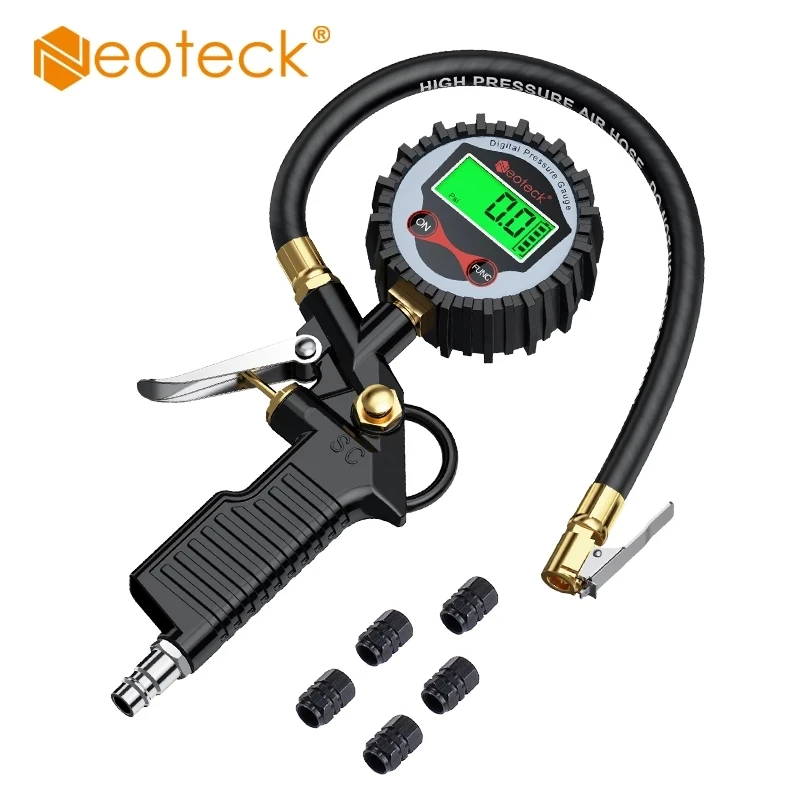 Neoteck-digital Carro Pneu Inflator Medidor de Pressão do ar Display Lcd Led Backlight Veículo Tester Inflação Monitoramento Manometro ue