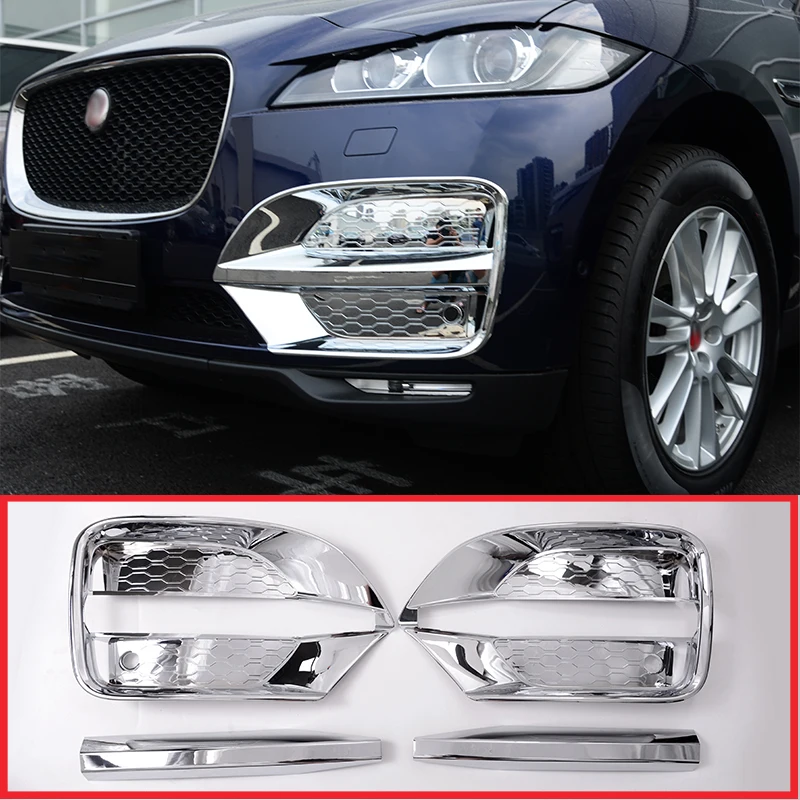 4 Pcs For Jaguar F-Pace f pace X761 Car-Styling ABS Chrome Front Fog Lamp Frame Cover Trim Accessories