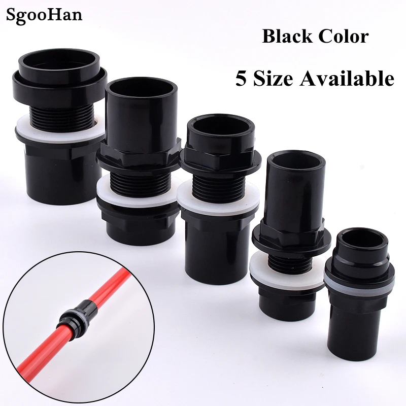 

I.D 20~50mm Black PVC Pipe Aquarium Thicken Fish Tank Connector Water Tank Inlet Outlet Joint Drain UPVC Pipe Adapter Fittings