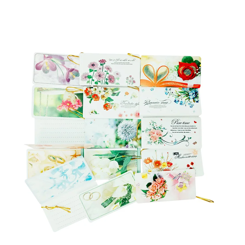 144pcs/lot 10.7X5.7CM Lovely Romantic flower series Greeting Card Christmas Birthday Wedding Gift Cards