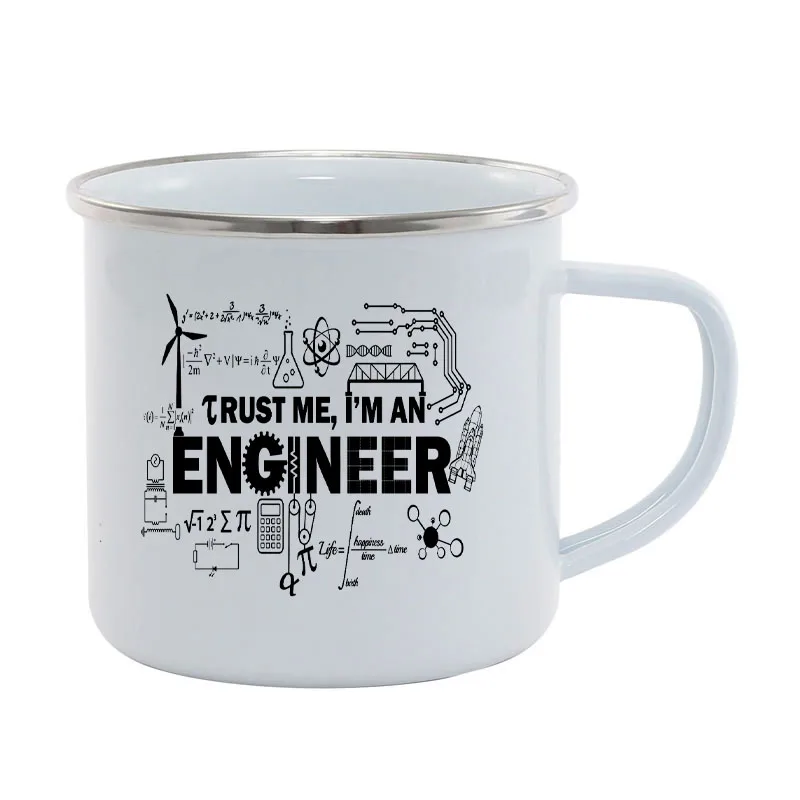 

Stainless Steel Camping Coffee Mug Gift, Trust Me I'm An Engineer Mugs Birthday Christmas Outdoors Wedding Metal Enamel Cup