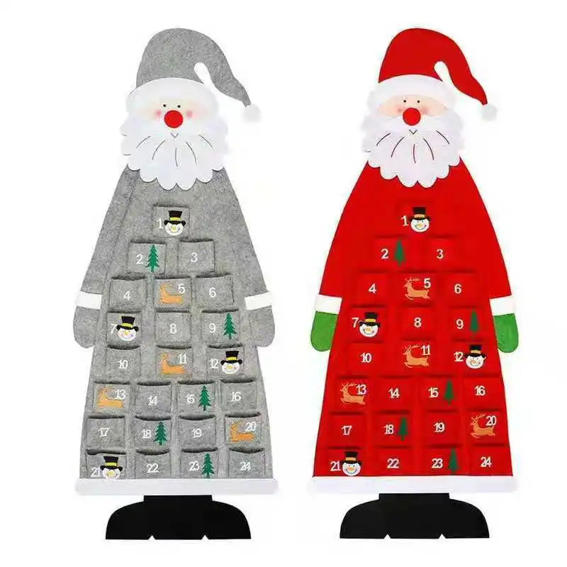 Felt Advent Calendar Fabric Christmas Hanging Pendant Santa Claus Ornaments Fill 24 Fillable DIY Advent Calendar Home Xmas Decor