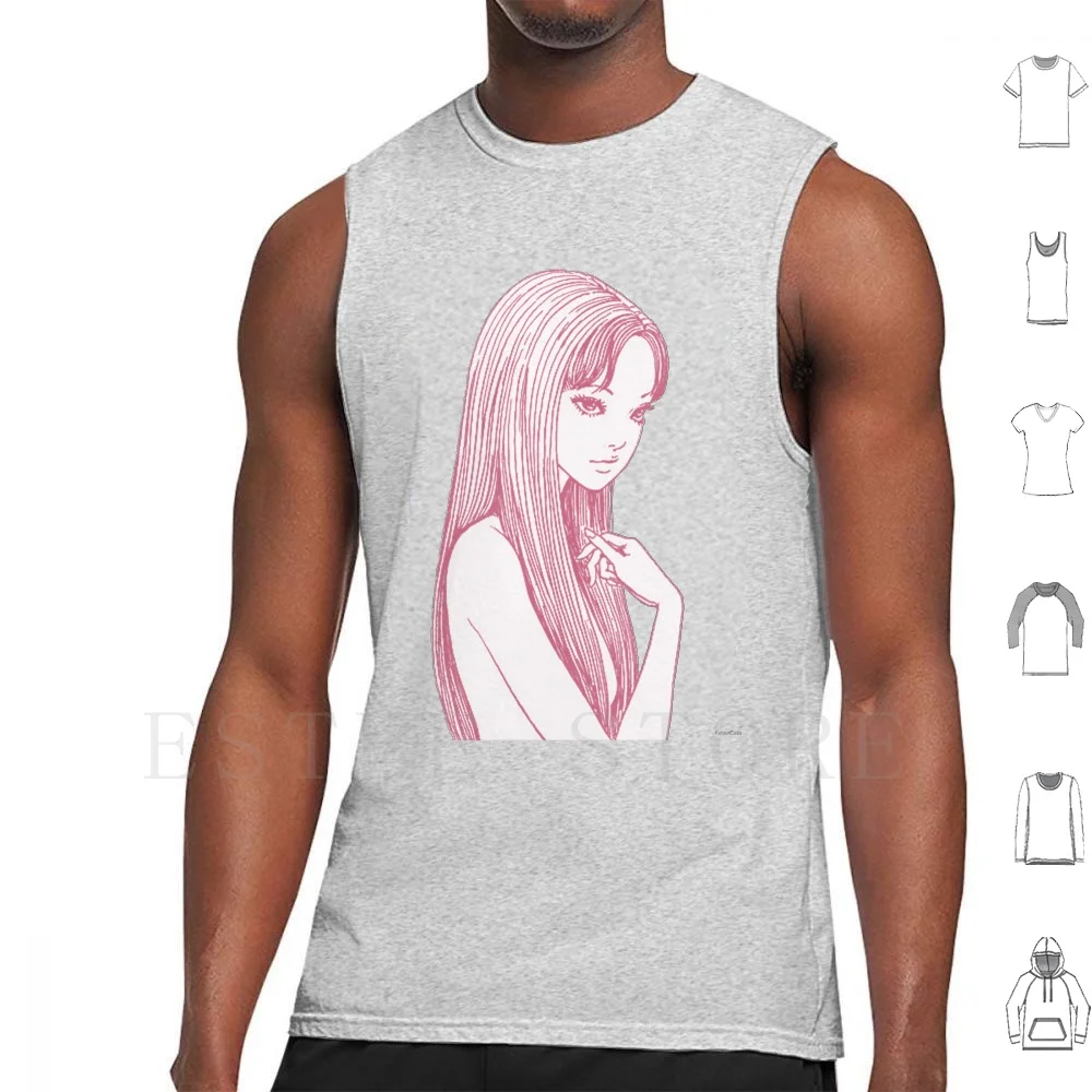 Uzumaki ( Pink ) Tank Tops Vest Sleeveless Manga Shojo Shoujo Kawaii Creepy Cute Anime Kawaiicaps Grunge Aesthetic Tumblr