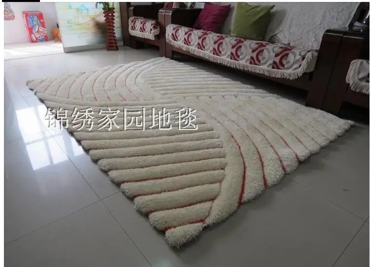 Shaggy carpet Large size Floor rug 3D effect Thick mat Custom silk carpets Black white carpet