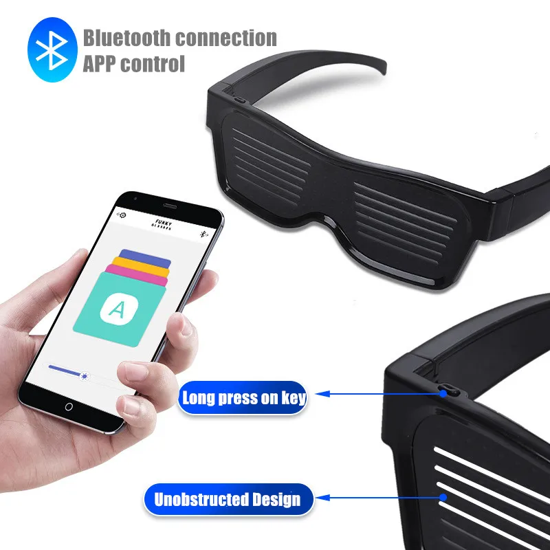 New Arrival products Bluetooth control DIY led flashing message glasses support ios & android APP