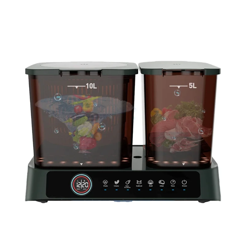 

Home Kitchen Double barrel 15L Rotation Food Sterilizer Meat Fruit And Vegetable Hydroxy Rotating Cleaning Washer Cleaner