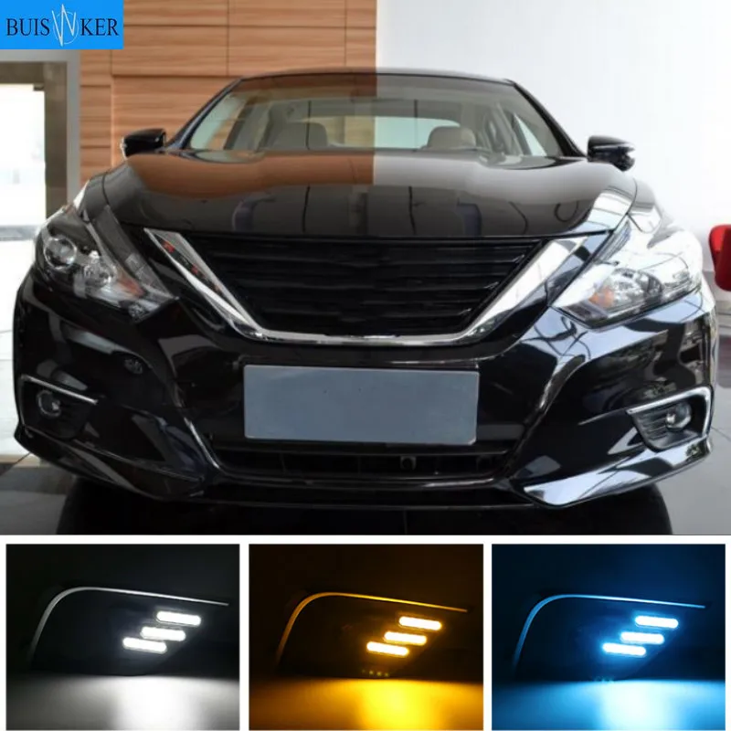 

LED Daytime Running Light Waterproof Car 12V LED DRL fog Lamp with Turn Signal style Relay For Nissan Altima Teana 2017 2018