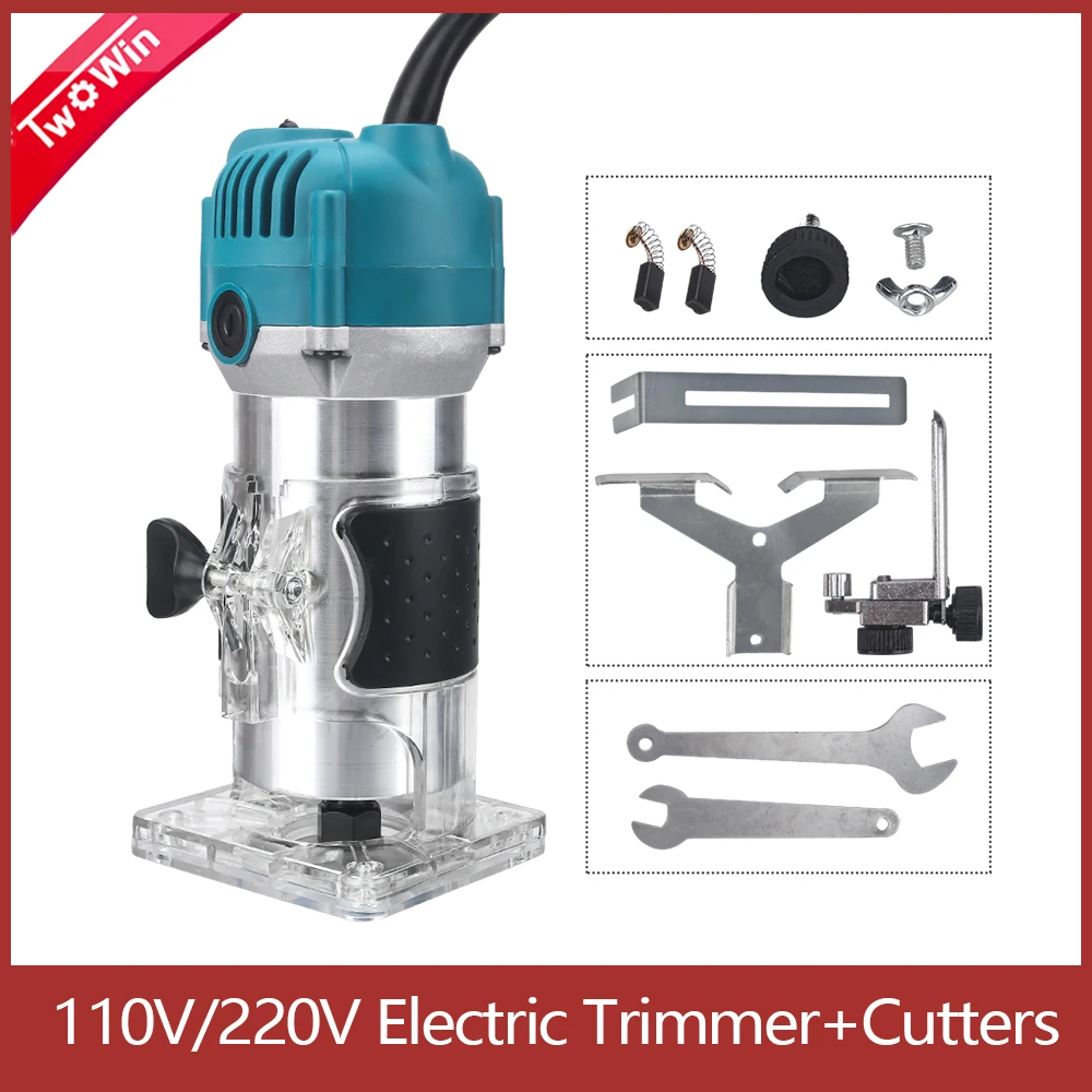 800W Electric Trimmer  Woodworking Electric Trimmer 30000rpm  Hand Carving Wood Router Engraving Slotting Trimming Machine