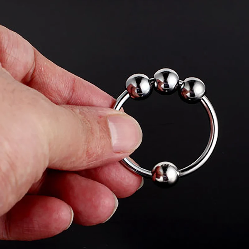 SAMOX 6 Sizes Metal Penis Ring Sex Toys for Men Male Delay Ejaculation Stainless Steel Cock Ring With 4 Beads Glans Stimulator