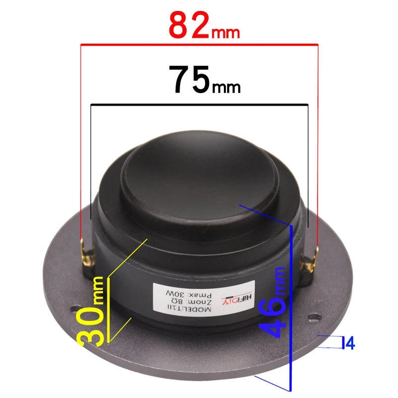 HIFIDIY LIVE T1II 4 inch 4.5 Tweeter Speaker Unit aluminum panel transparent Silk membrane 8OHM30W Treble Loudspeaker 94~120mm