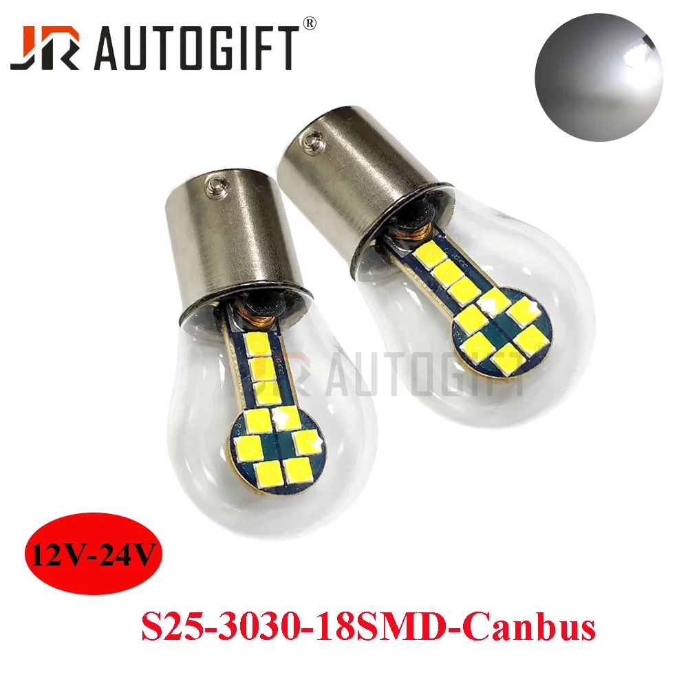 50PCS White Amber1156 BA15S 3030 18SMD Canbus P21W 1157 BAY15D P21/5W LED Bulb Turn Signal Light Auto Brake Light Lamps 12V-24V