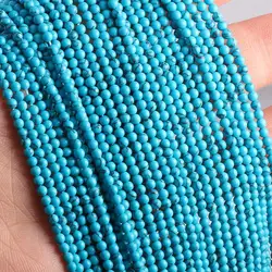 Wholesale Natural Stone Beads Blue Turquoises Beads for Jewelry Making Beadwork DIY Necklace Bracelet Accessories 2mm 3mm