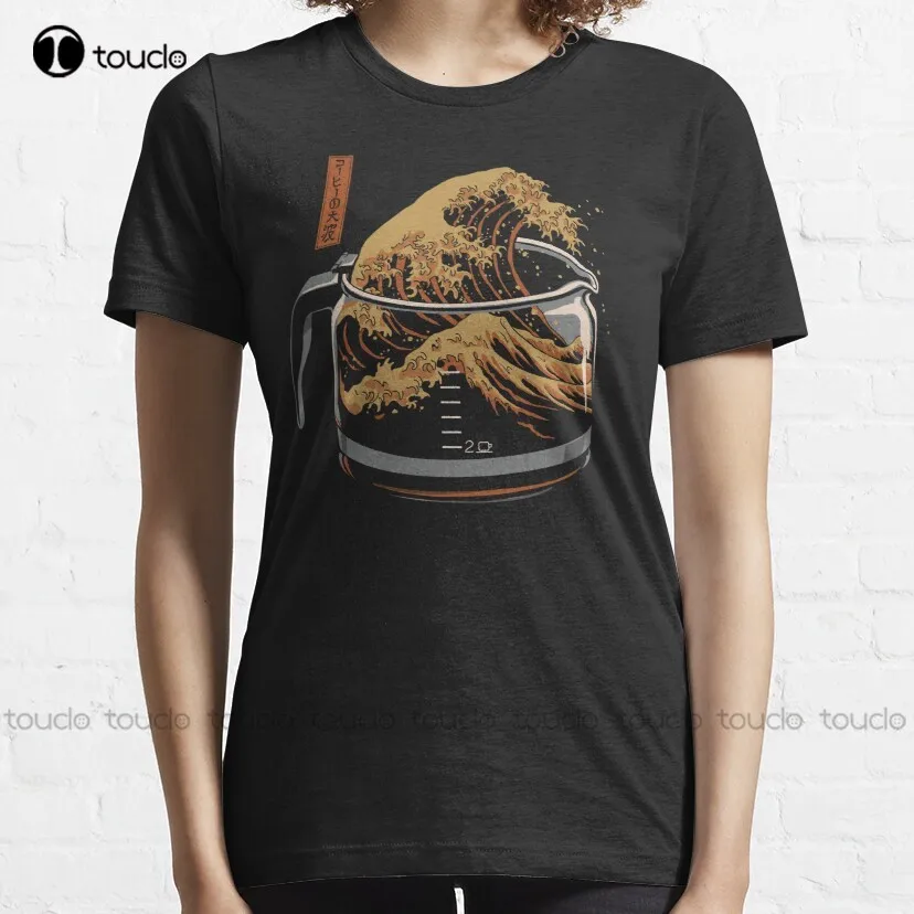 The Great Wave Of Coffee Classic T-Shirt Athletic Shirts Women Custom Aldult Teen Unisex Digital Printing Tee Shirt Xs-5Xl