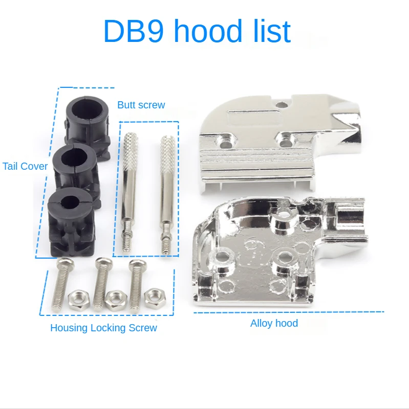 DB9 Steker Laki-laki/Soket Perempuan 90 Derajat Kit Cangkang Logam Tipe L RS232 9 Pin Konektor Port Serial RS485 RS422 COM D-SUB9 Adaptor