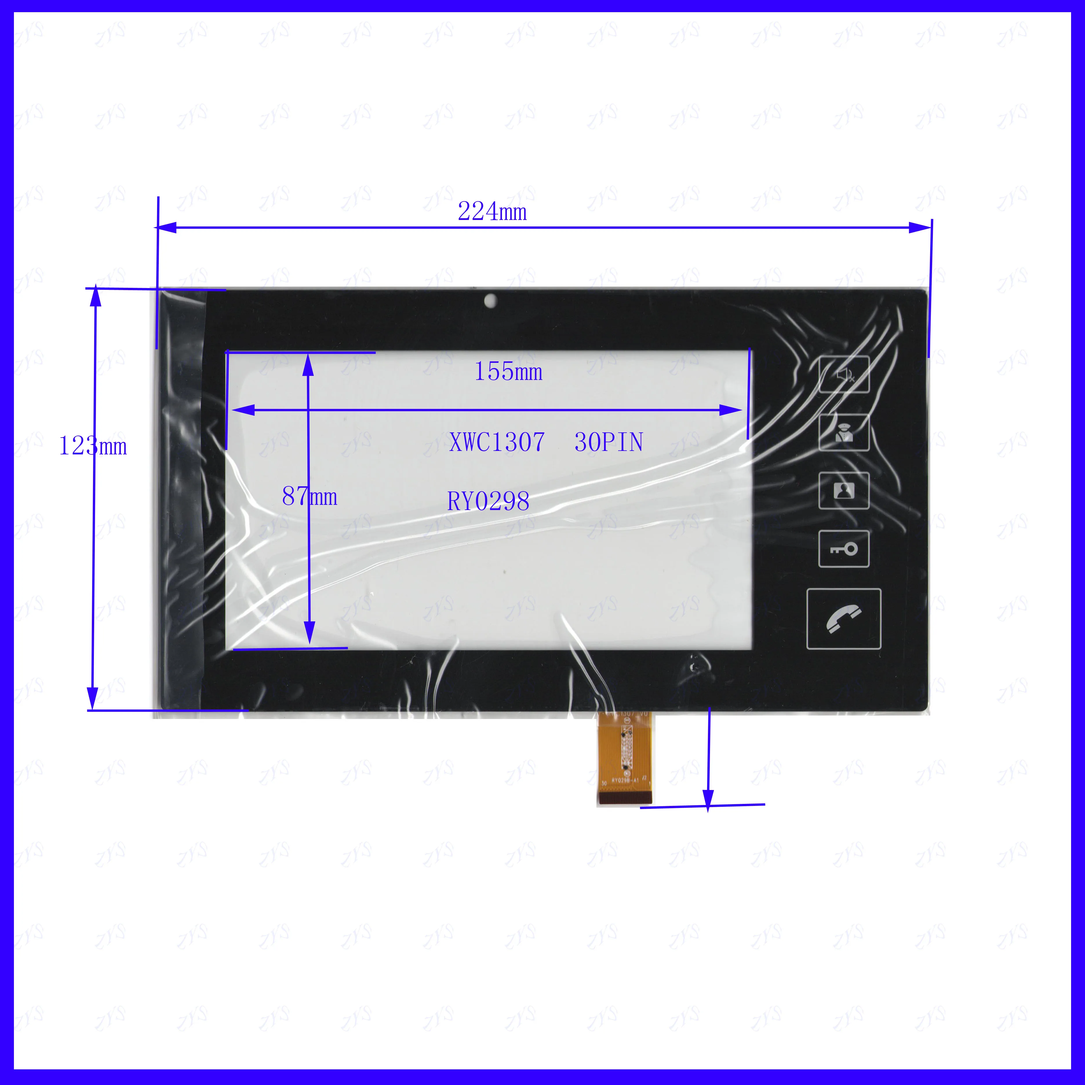 

ZhiYuSun XWC1307 RY0298 NEW 224mm*123mm 30PIN Touch sensor panel use GPS DVD overlay kit Resolution 224*123 XWC 1307