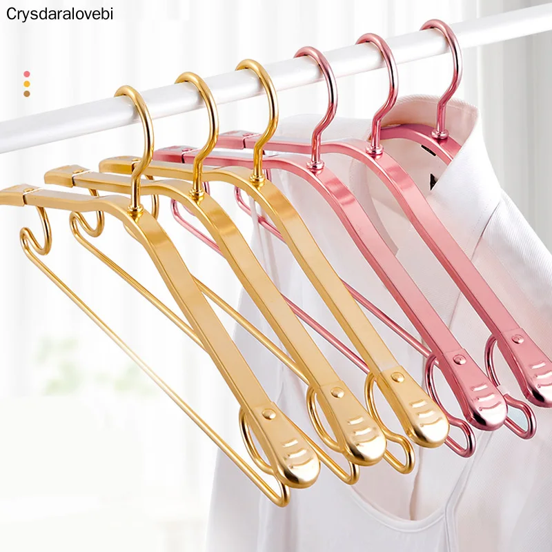 

5pcs Clothes Hangers Metal Drying Rack Thicken Durable Anti-slip Clothes Rack Coat Home ardrobe Storage Aluminium Alloy Hangers