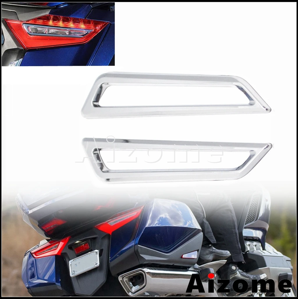 2pcs Chrome Motorcycle Taillight Trims Case For Honda Goldwing DCT Airbag Tour Tail Light Accents Cover Trims 2018 2019 2020