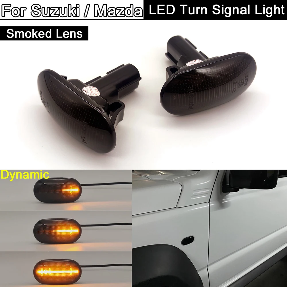 Smoked Lens LED Side Marker Light Dynamic Amber Turn Signal Lamp For Suzuki  Jimny Lapin Carry Mazda AZ Spiano Scrum Chevrolet