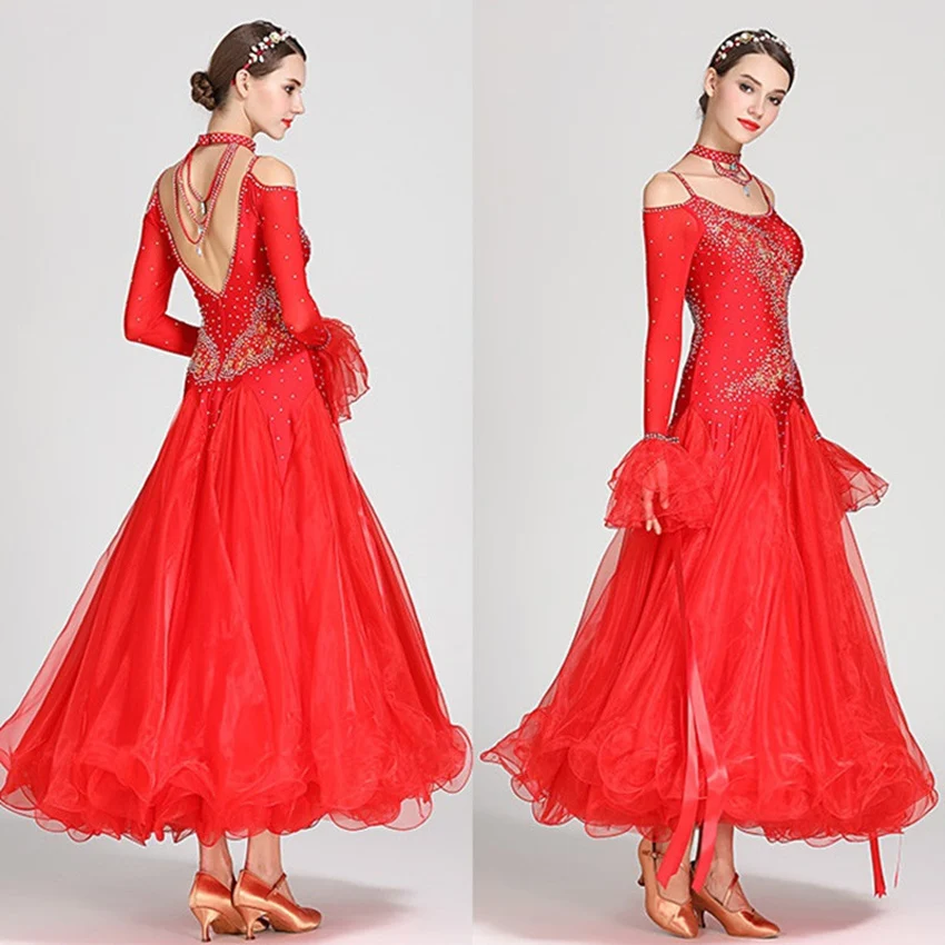 Ballroom Competition Dance Dresses Standard Performance Costumes High Grade Evening Party Clothing Tango Waltz Outfits 10 Colors