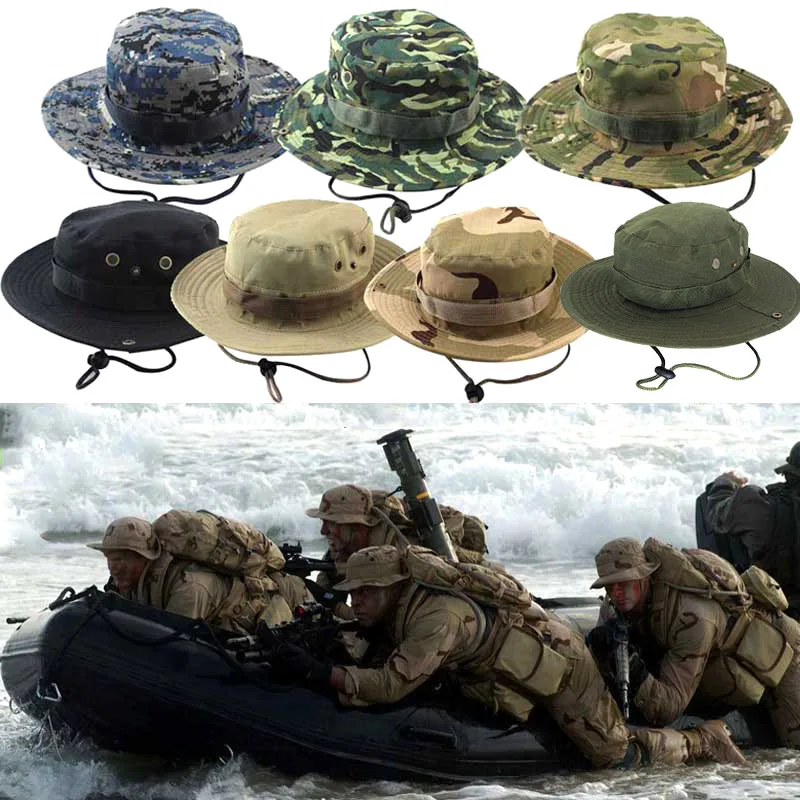 Newest Camouflage Outdoor Mountaineering Fishing Caps Round Boonie Hats Military Camping Outdoor Hat кепка Gorro Pescador