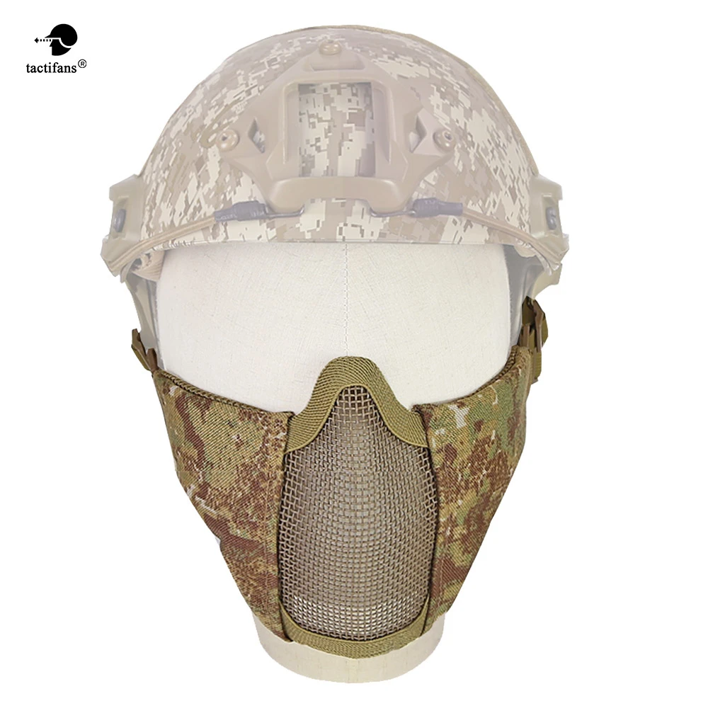 Tactical Helmet Steel Mesh Mask Half Face Fast  Version Protective ARC Rails For Paintball Hunting CS Airsoft Game Accessories