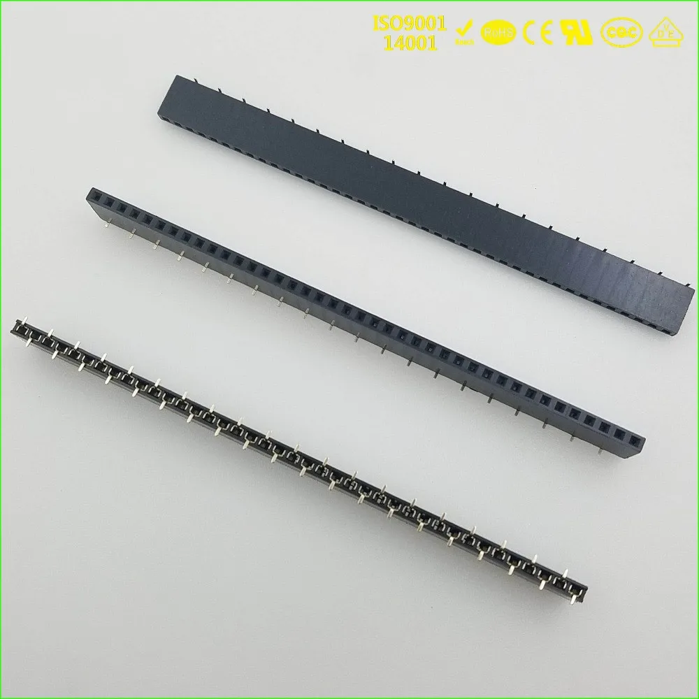 2.54mm Patch single  female Header Connector(SMT) Orichalum plating 1u thermostability  1*40P Plastic height 8.5mm