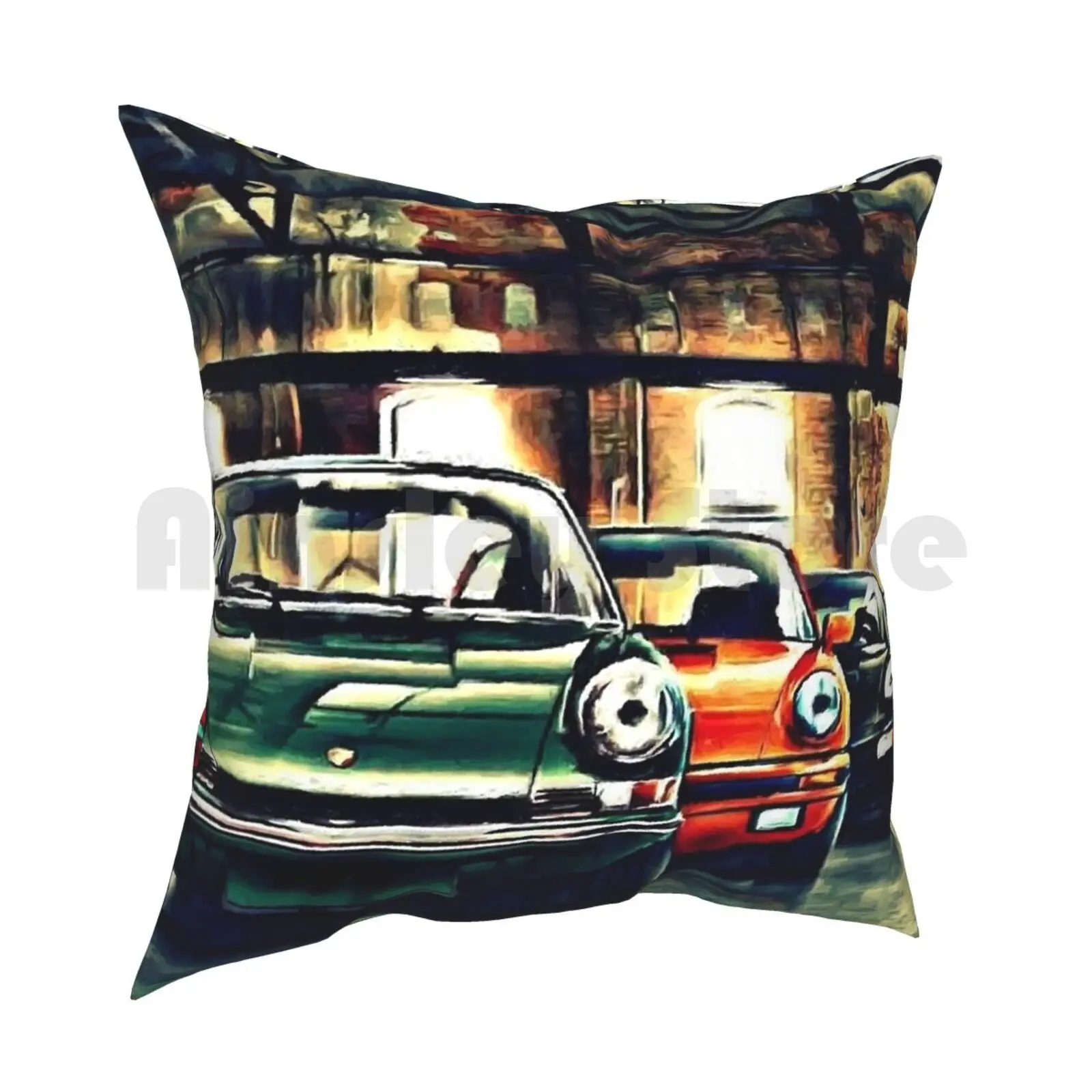 Pillow Case Printed Home Soft Throw Pillow German Classic Vintage Car Vehicle Green Orange Black Old Sports