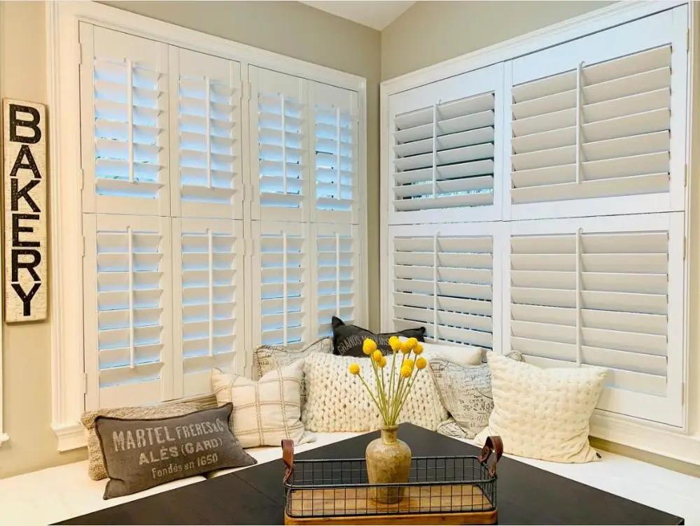 Custom Hardwood Plantation Shutters  Wooden Blinds Solid Wood Shutter Louver PS203