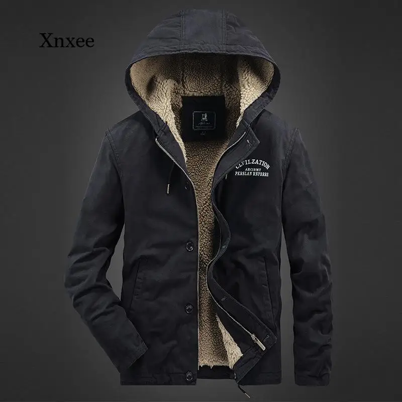 

Autumn and Winter Thick Men's Jacket Tooling Cotton Thick Corduroy Lapel Pure Cotton Thick Jacket Casual Hooded Jacket